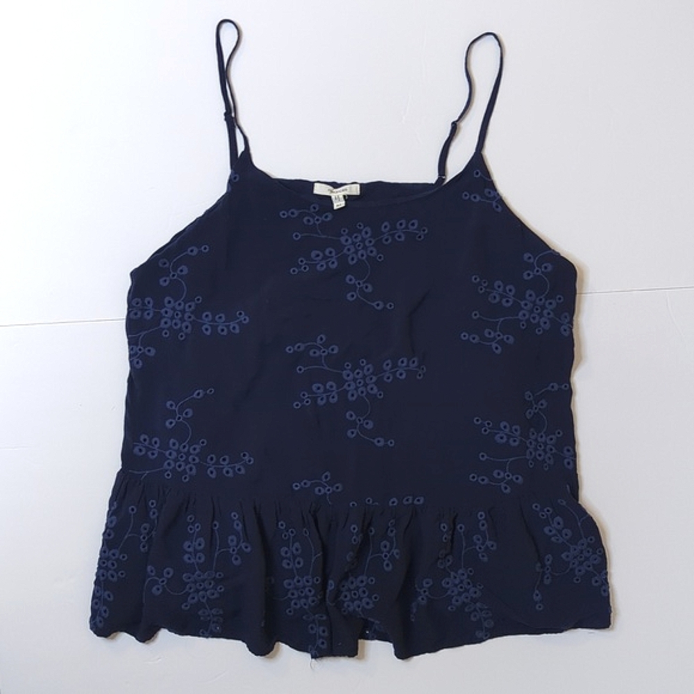 Maurice's Embroidered Cropped Navy Blue Tank Top - Women's Size Medium B…